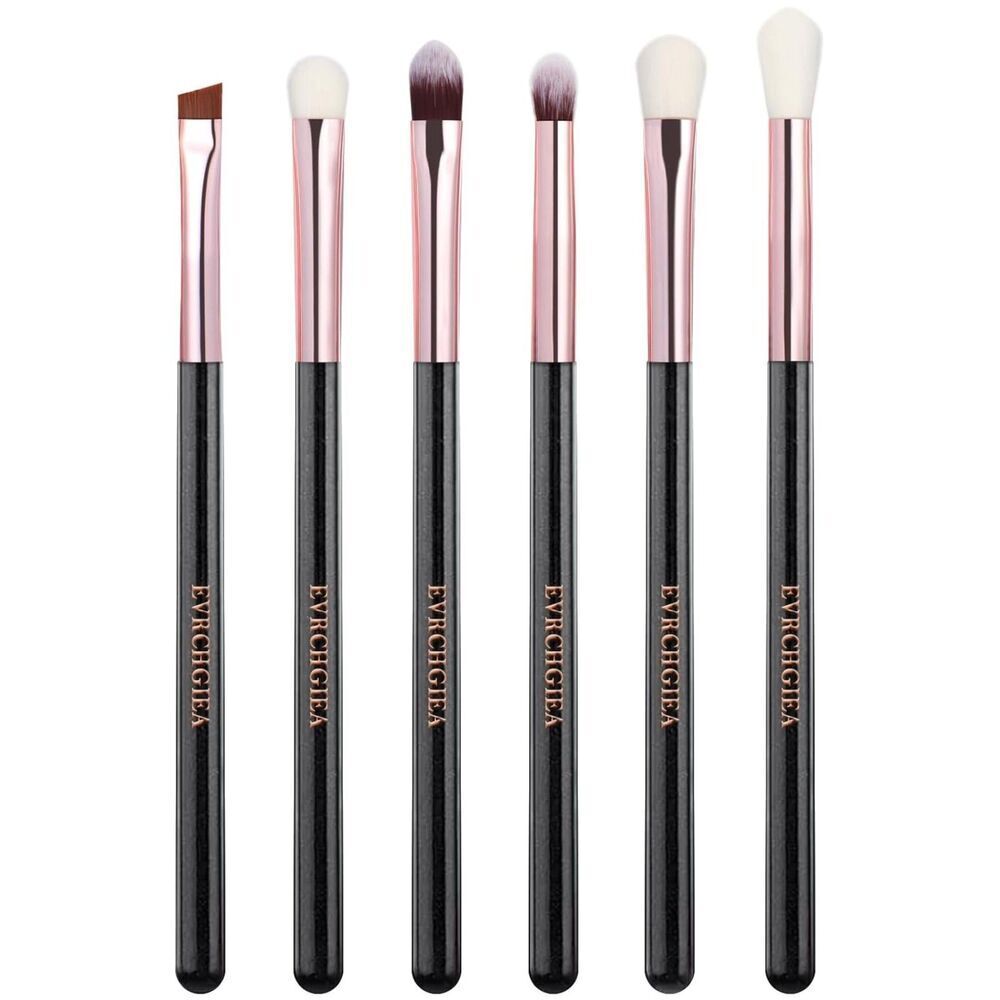 6 Pcs gold Professional Blending Soft Hairs Eye Makeup Brush Set & Wood Handle